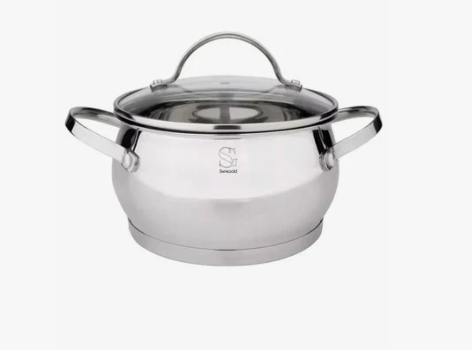 Кастрюля с крышкой из нержавеющей стали Swisgold объем 7,6л (26cm)ANTIA SG-18086 индукционное дно
