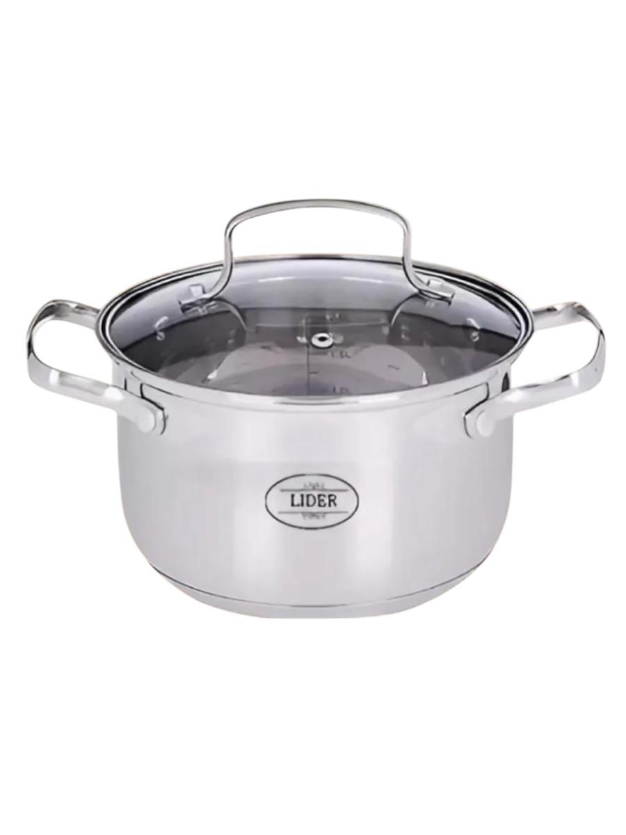 Кастрюля из нержавеющей стали Lider Stal,  6.5л.  LD-2035