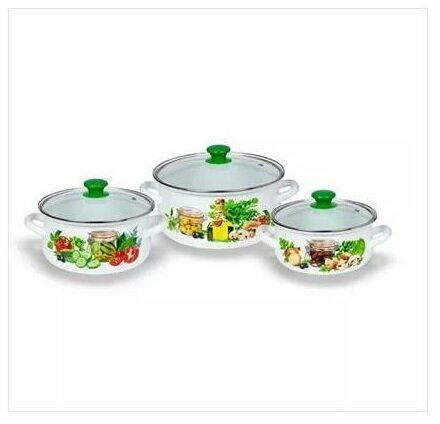 Набор эмалированной сферической посуды  Сицилия-1-Экстра, 3 предмета