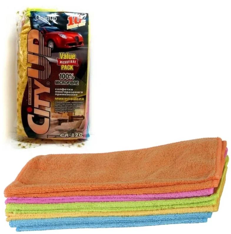 СА-120 Набор салфеток микрофибра Сити Ап 30*30см 10шт в упаковке