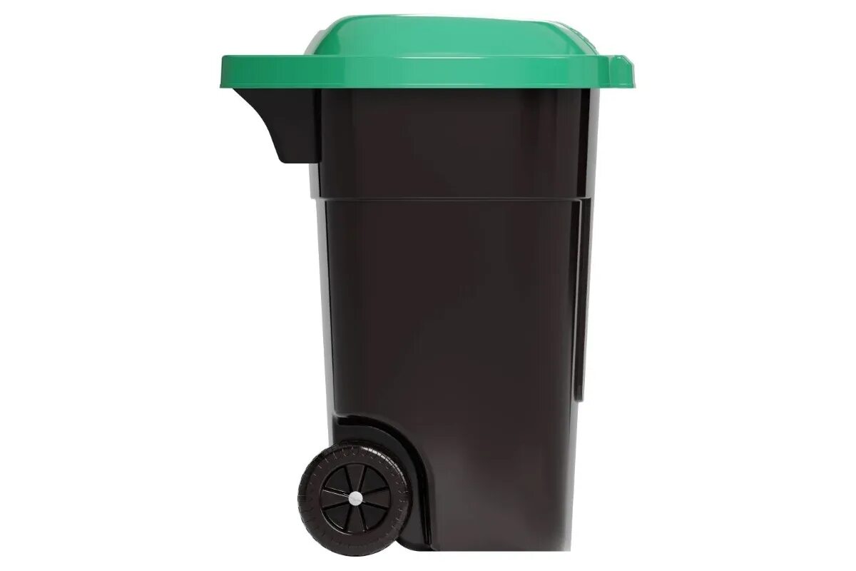 Бак для мусора 65л (на колесах)(черно-зеленый) (уп.1) (Стандарт качество)