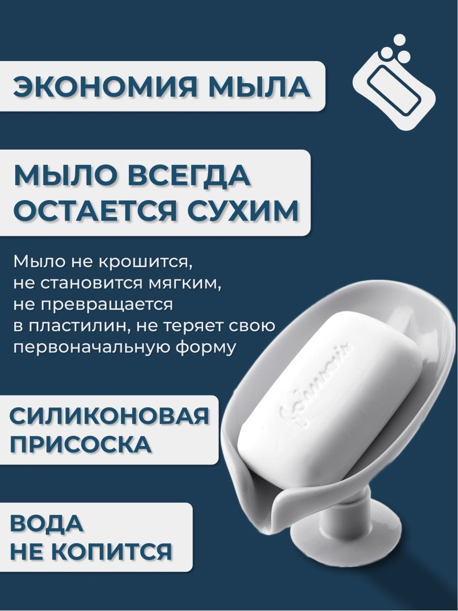 Мыльница для ванной со сливом на присоске