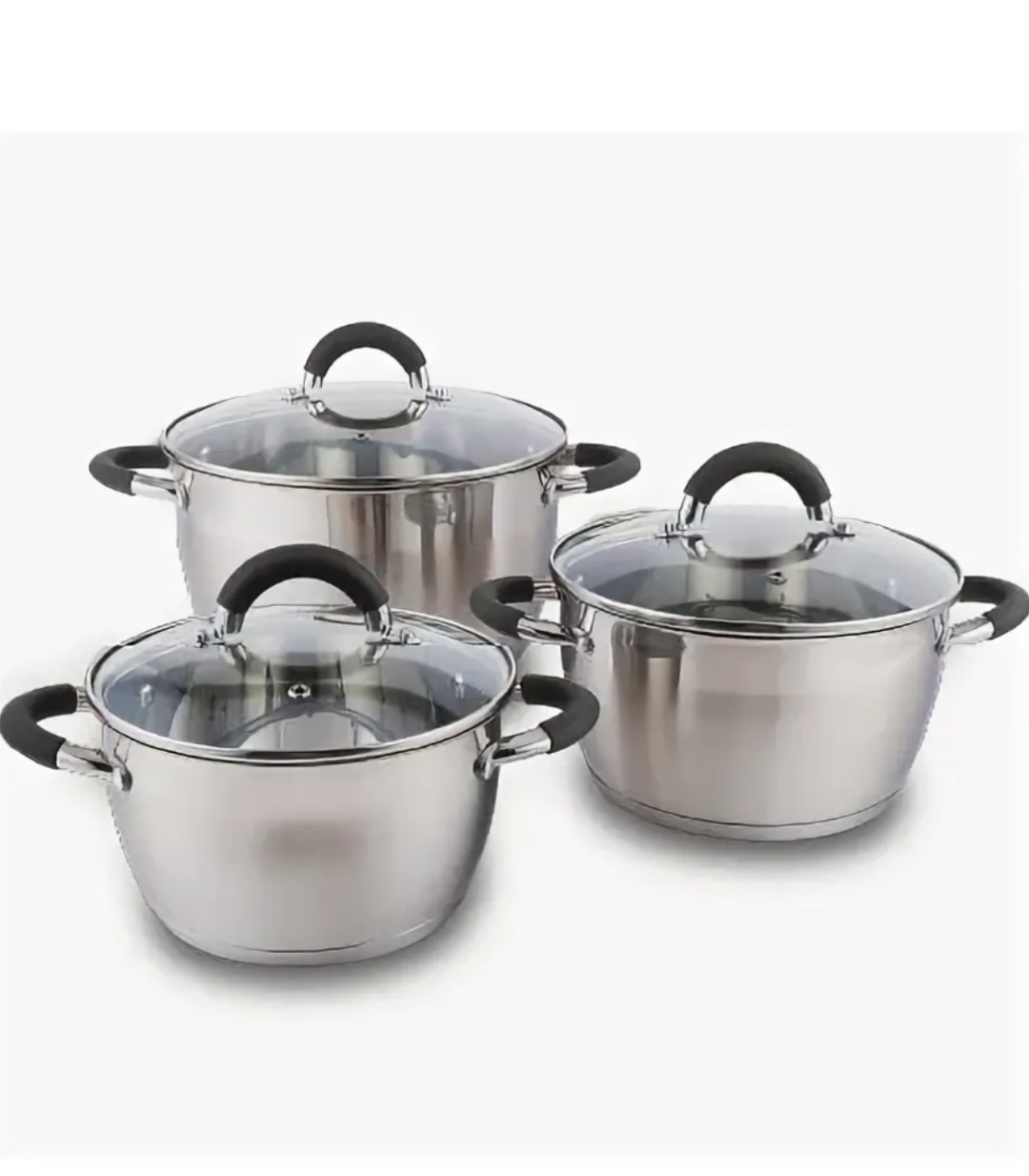 Набор кастрюль из нержавеющей стали с крышкой SG- 19005 6 предметов. Набор кастрюль для всех видов плит