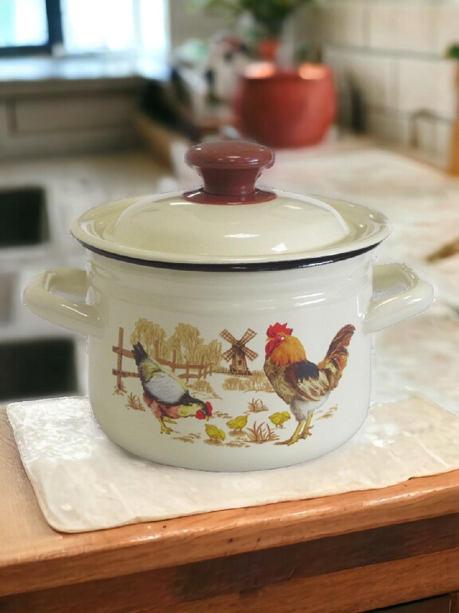 Кастрюля цилиндрическая бортовая с декором (слоновая кость) 4л., 41704-142/6-У4