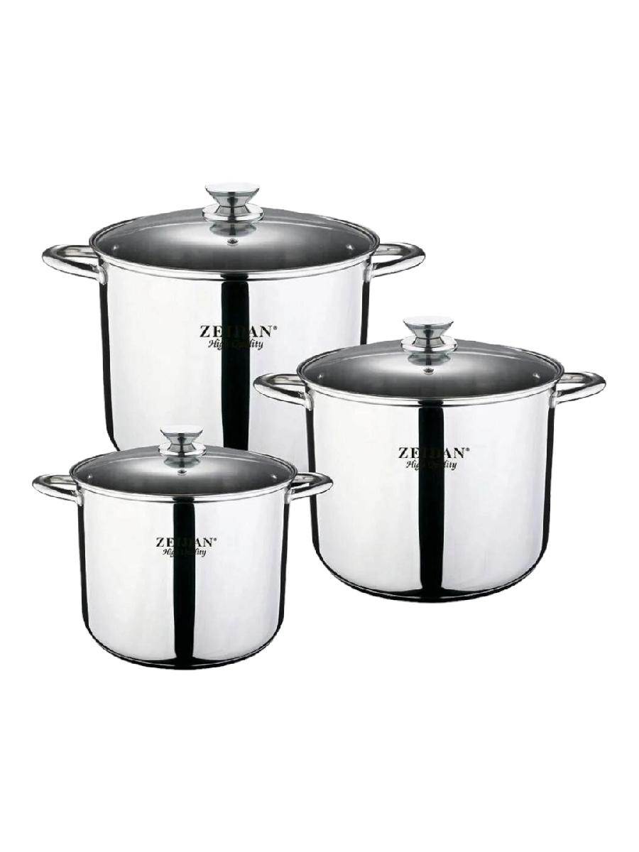 Набор кастрюль ZEIDAN,  9,5л., 12л., 14л. (6 предметов)