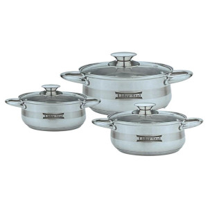 Набор посуды из нержавеющей стали (шесть предметов) Lider Stal, (2л., 2,6л., 3,6л.) LD-2005-1