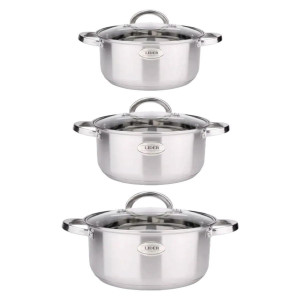 Набор посуды из нержавеющей стали (6 предметов) Lider Stal (6,5л., 8л., 10л) LD-2003-1