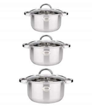 Набор посуды из нержавеющей стали (6 предметов) Lider Stal (6,5л., 8л., 10л) LD-2003-1