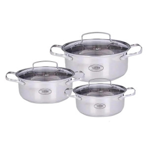 Набор посуды из нержавеющей стали (6 предметов) Lider Stal, (2,6л., 3,6л., 6,5л) LD-2006