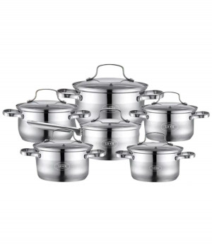 Набор посуды из нержавеющей стали (12 предметов) Lider Stal, (2,1л., 2,1л., 2,9л., 3,9л, 5л., 6,5л.) LD-2008