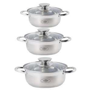 Набор посуды из нержавеющей стали (6 предметов) Lider Stal, (2л., 2,6л., 3,6л.) LD-2002