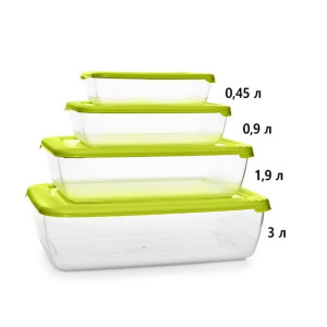 Комплект ЛАЙТ прямоугольный (4 штуки) 0,45+0,9+1,9+3л/16