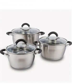 Набор кастрюль из нержавеющей стали с крышкой SG- 19005 6 предметов. Набор кастрюль для всех видов плит