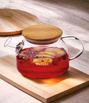 Жаропрочный стеклянный чайник KELLI, 1,2л., KL-3227 (1x18)