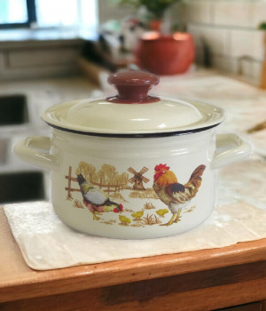 Кастрюля цилиндрическая бортовая с декором (слоновая кость) 4л., 41704-142/6-У4