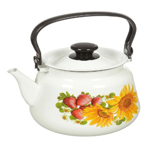 Чайник конический с металлической ручкой с декором 3,5л. (белый), 43504-132/6