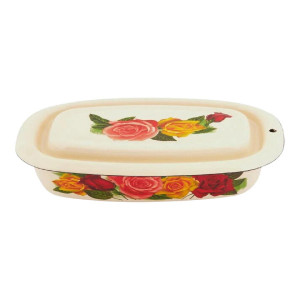 Лоток эмалированный с декором (слоновая кость) 0,6л.,  42504-052/6