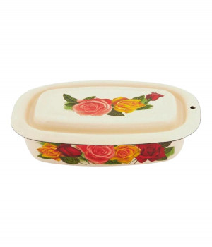 Лоток эмалированный с декором (слоновая кость) 0,6л.,  42504-052/6