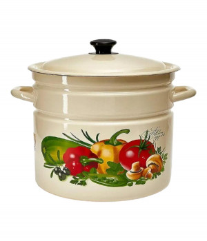 Кастрюля цилиндрическая бортовая с декором (слоновая кость) 12л.,  41804-242/6-У2