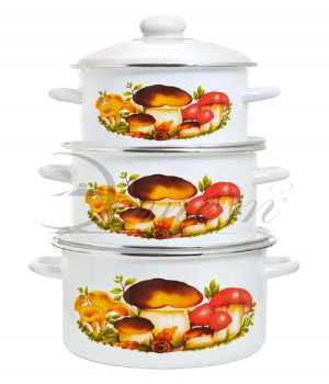 Набор посуды ГРИБЫ (цилиндрический), 1,45л., 2,9л., 4,3л., (6 предметов), ЭТ-712028