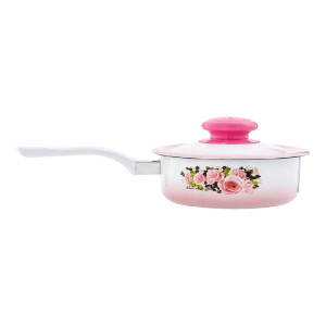 Ковш эмалированный с крышкой РОЗЫ И КОФЕ, 0,6л., ЭТ-71608