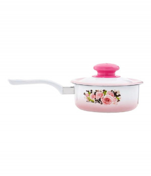 Ковш эмалированный с крышкой РОЗЫ И КОФЕ, 0,6л., ЭТ-71608