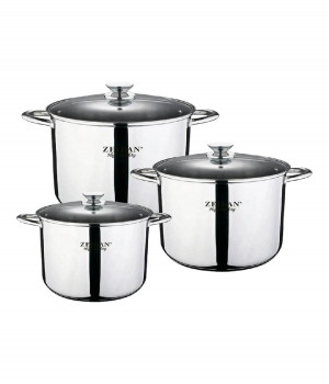 Набор кастрюль ZEIDAN,  9,5л., 12л., 14л. (6 предметов)